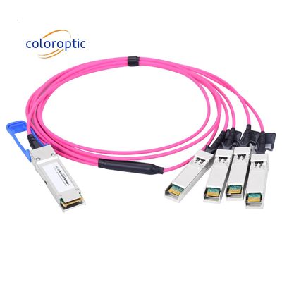 Breakout AOC Aktif Optik Kablo 100G QSFP28 4 SFP28 25G Düşük Güç Tüketimi