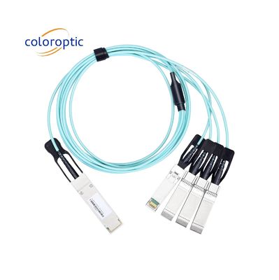 Aktif AOC DAC Kablosu 40G QSFP+ 4 SFP+ 10G Optik Çıkış Kablosu 24AWG
