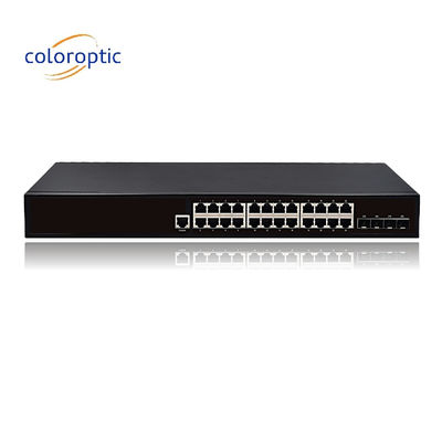 24 Port Hızlı Ethernet Poe Değiştiricileri Plug And Play 10/100/1000M(POE) 4*10GE SFP Portları