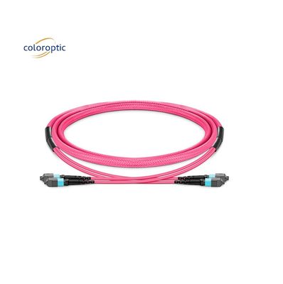 1m Multi Fiber Push On MPO Patch Cord ile PVC Ceket Aqua Color