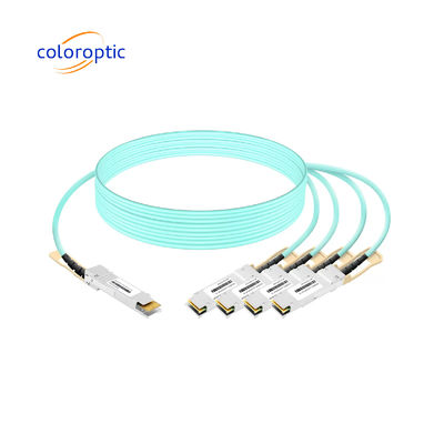 AOC Ethernet Fiber Optic Breakout Kablosu 400G QSFP-DD 4*100G QSFP28