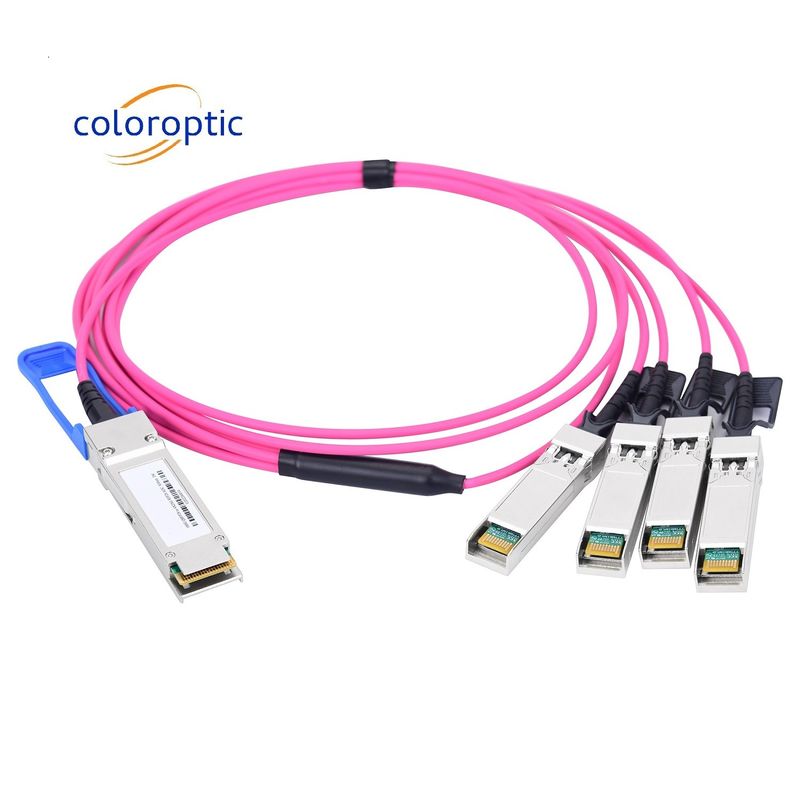 Breakout AOC Aktif Optik Kablo 100G QSFP28 4 SFP28 25G Düşük Güç Tüketimi
