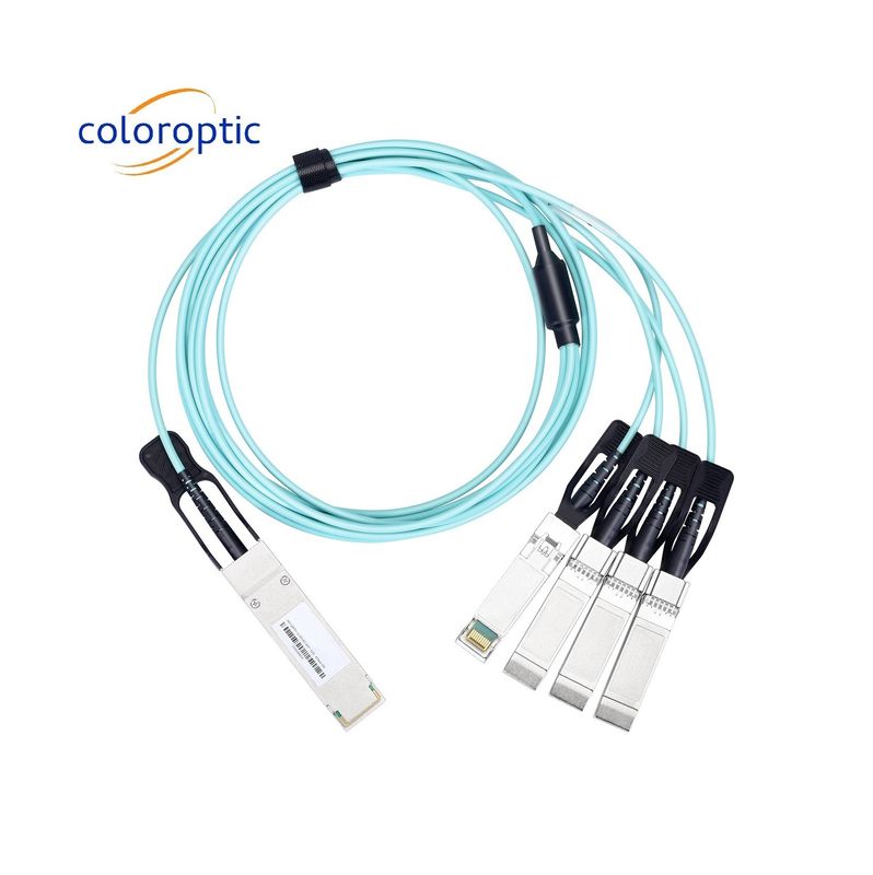 Aktif AOC DAC Kablosu 40G QSFP+ 4 SFP+ 10G Optik Çıkış Kablosu 24AWG