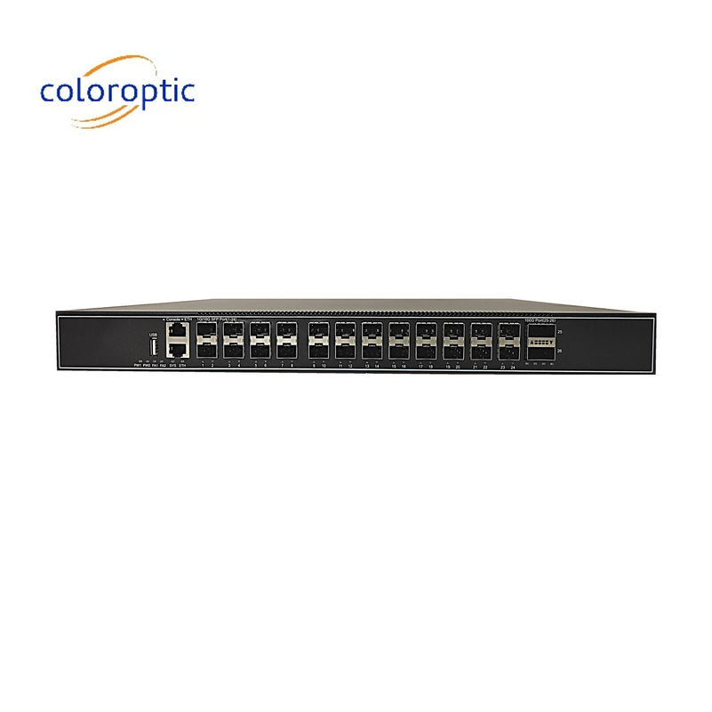 Katman 3 24 Port Gigabit Core Network Switch 24*10GE 2*100GE portları ile