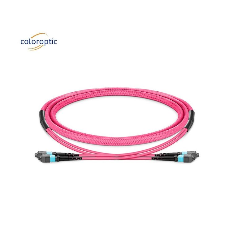 1m Multi Fiber Push On MPO Patch Cord ile PVC Ceket Aqua Color