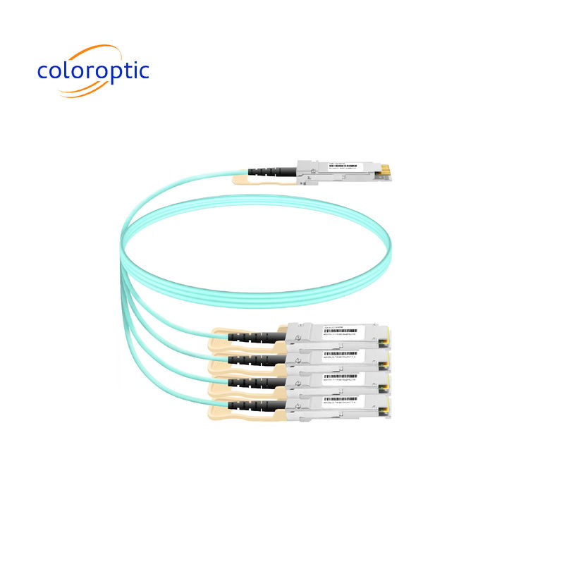 40Gb/s QSFP+'dan 4 x 10Gb/s SFP+ Aktif Optik Kablo (AOC) Breakout MSA Standart Uyumlu